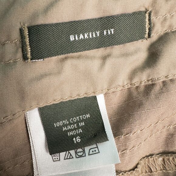 Eddie Bauer Blakely Fit 7" Shorts Womens 16 Tan Ripstop Cotton Flap Pockets - Picture 4 of 16